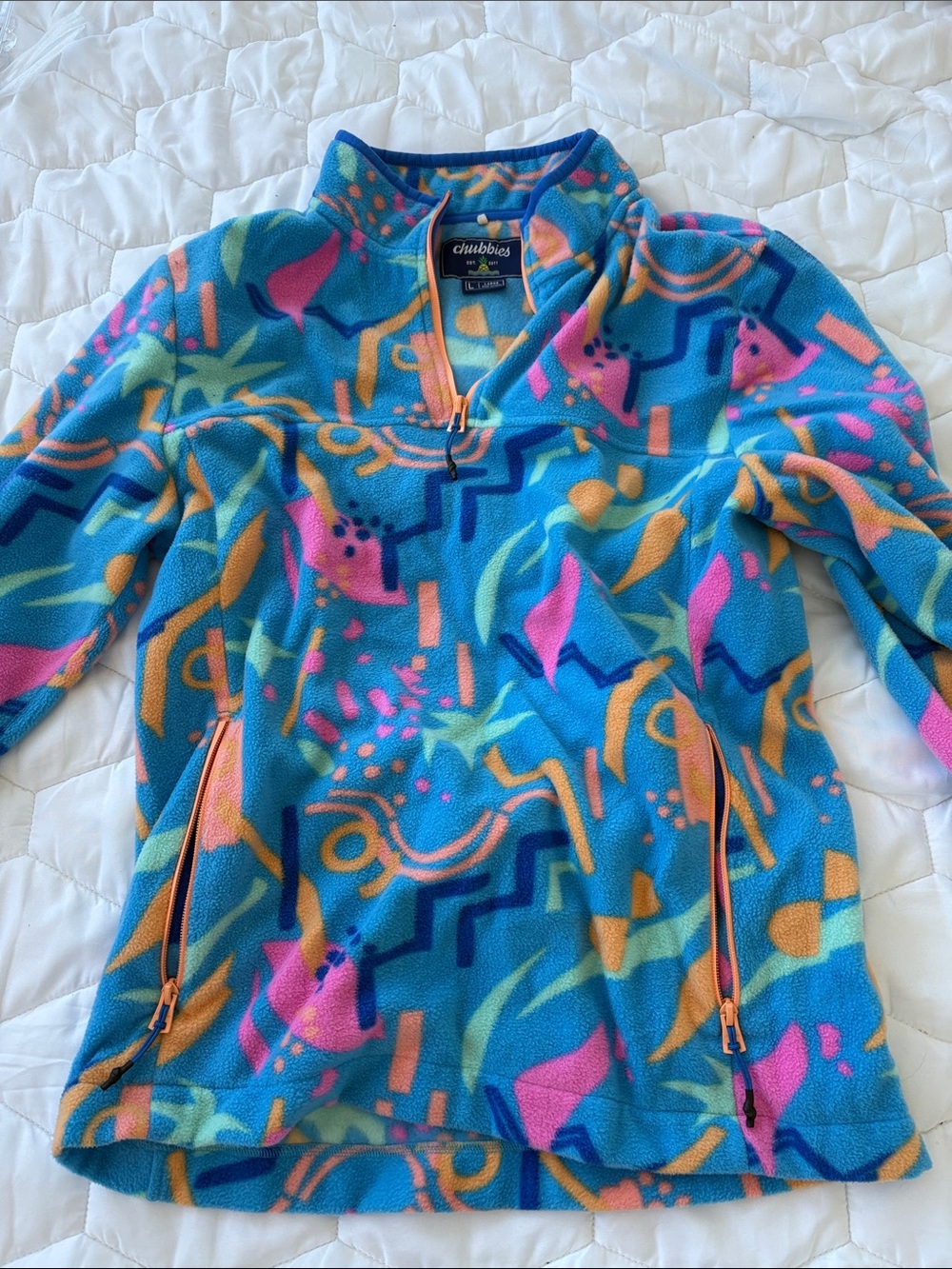 chubbies men’s Blue Multi-Color Fleece Pullover Jacket